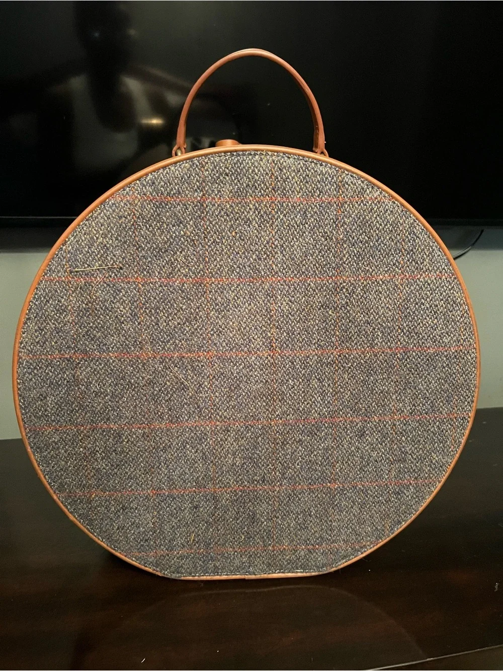 Goorin Brothers Classic Round Tweed Travel Hat Box Bag - Tan Trim